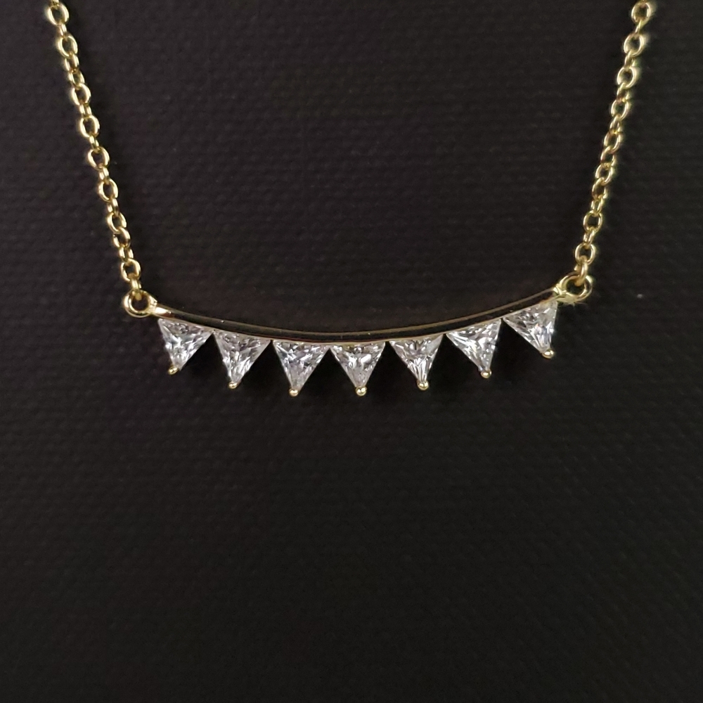 NWT AQUA Gold Sterling Pennant-Style Necklace
